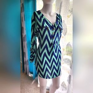 Teal and Navy Sheer Tunic